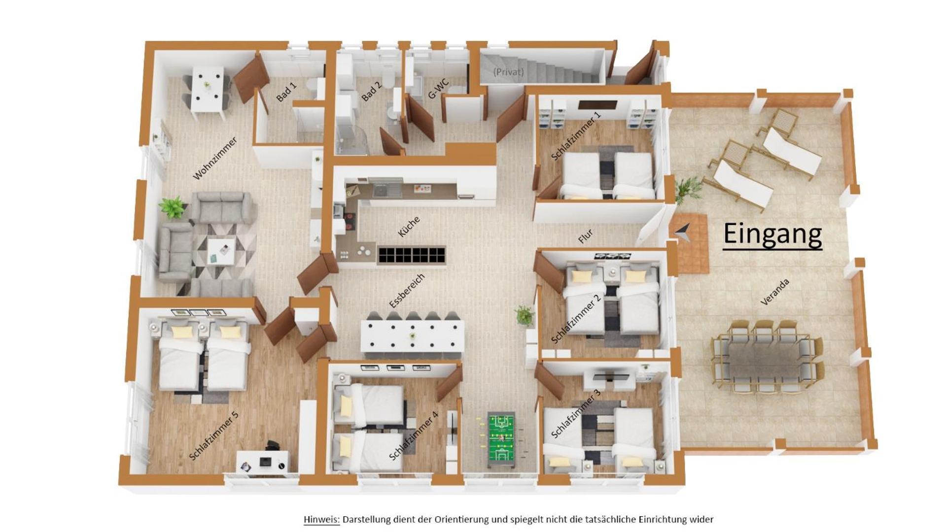 Bestime - 5 Schlafzimmer, Wohnzimmer, Kueche, Waschtrockner, Terrasse, Smart-tvs, Netflix, Tischfussball *